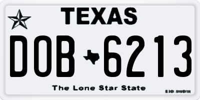 TX license plate DOB6213