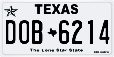 TX license plate DOB6214