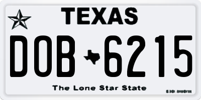 TX license plate DOB6215