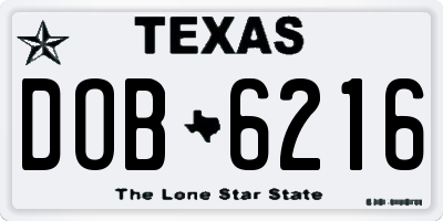 TX license plate DOB6216