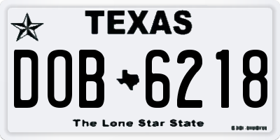 TX license plate DOB6218