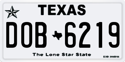 TX license plate DOB6219