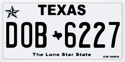 TX license plate DOB6227