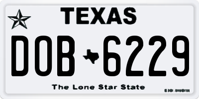 TX license plate DOB6229