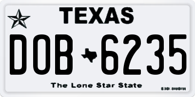 TX license plate DOB6235