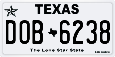 TX license plate DOB6238