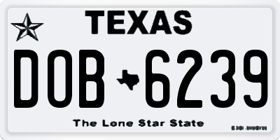 TX license plate DOB6239