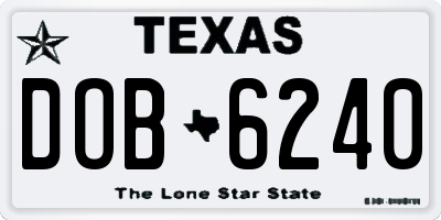 TX license plate DOB6240