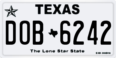 TX license plate DOB6242