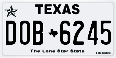 TX license plate DOB6245