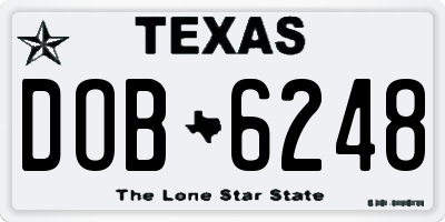 TX license plate DOB6248