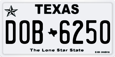 TX license plate DOB6250