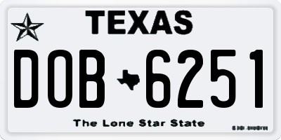 TX license plate DOB6251