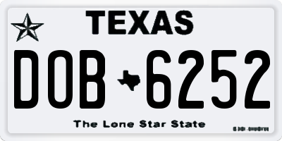 TX license plate DOB6252