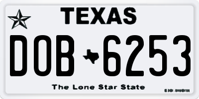 TX license plate DOB6253