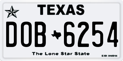 TX license plate DOB6254