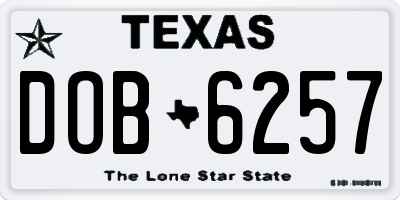 TX license plate DOB6257