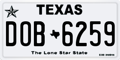TX license plate DOB6259
