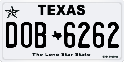 TX license plate DOB6262