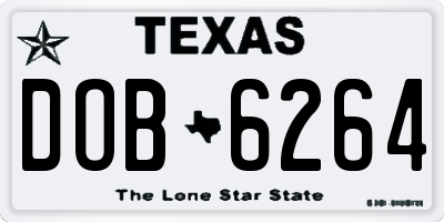 TX license plate DOB6264