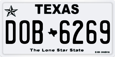 TX license plate DOB6269