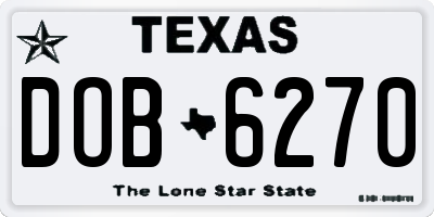 TX license plate DOB6270