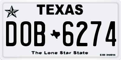 TX license plate DOB6274