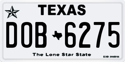 TX license plate DOB6275