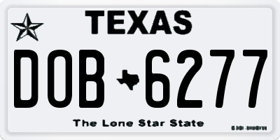 TX license plate DOB6277