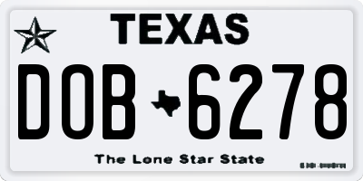 TX license plate DOB6278