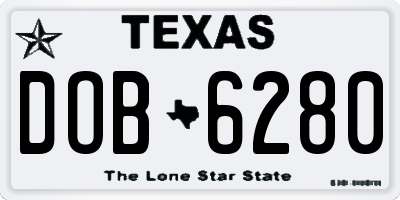 TX license plate DOB6280