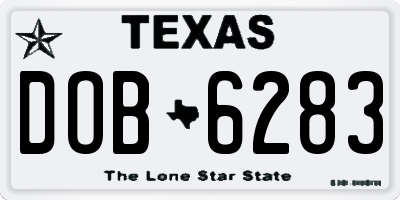 TX license plate DOB6283