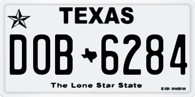 TX license plate DOB6284