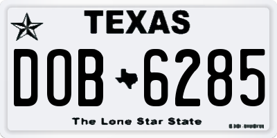 TX license plate DOB6285