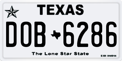 TX license plate DOB6286