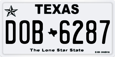 TX license plate DOB6287