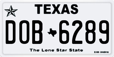 TX license plate DOB6289