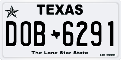 TX license plate DOB6291