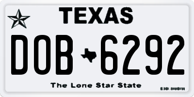 TX license plate DOB6292