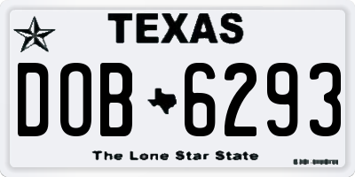 TX license plate DOB6293