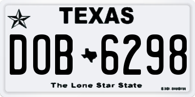 TX license plate DOB6298