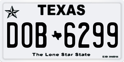 TX license plate DOB6299