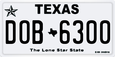 TX license plate DOB6300