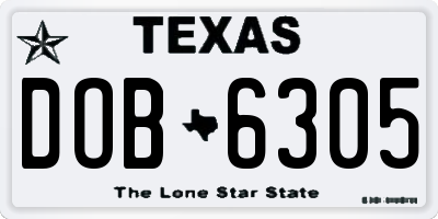 TX license plate DOB6305
