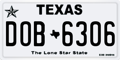 TX license plate DOB6306