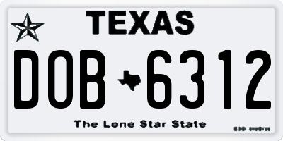 TX license plate DOB6312