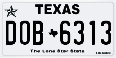 TX license plate DOB6313