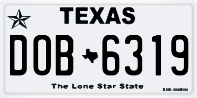 TX license plate DOB6319