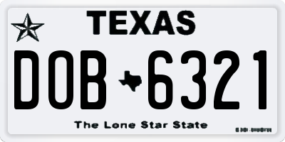 TX license plate DOB6321
