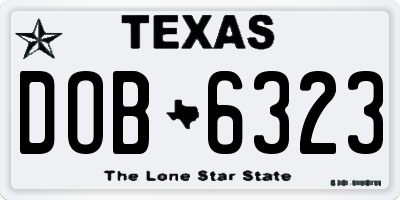 TX license plate DOB6323